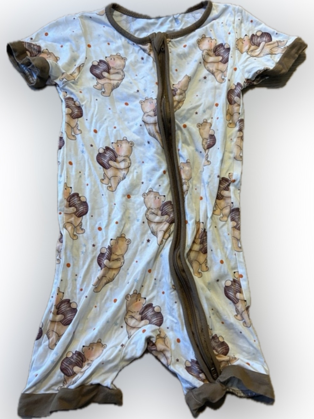 Winnie the Pooh Print Romper - White & Brown